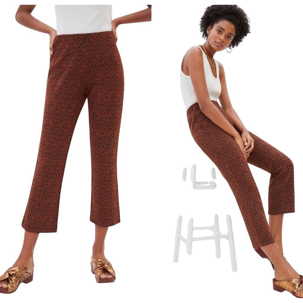 Anthropologie Mikayla Cropped Flare Pants Orange Mot Size XL